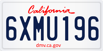 CA license plate 6XMU196