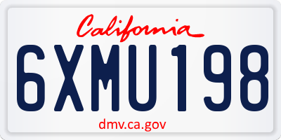 CA license plate 6XMU198