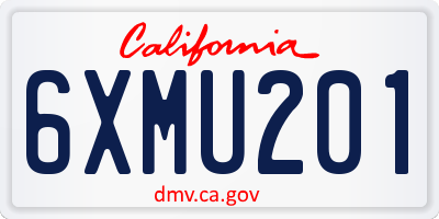 CA license plate 6XMU201