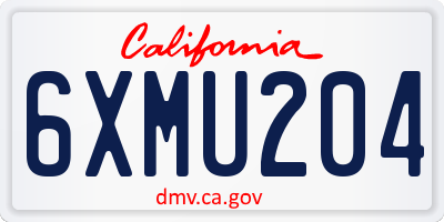 CA license plate 6XMU204