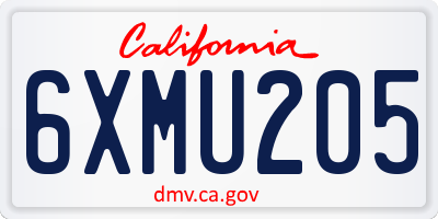 CA license plate 6XMU205