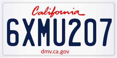 CA license plate 6XMU207