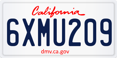 CA license plate 6XMU209