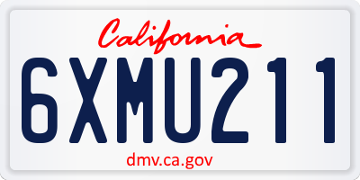 CA license plate 6XMU211