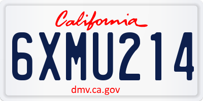 CA license plate 6XMU214