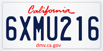 CA license plate 6XMU216
