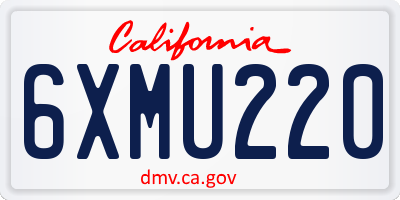 CA license plate 6XMU220