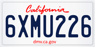CA license plate 6XMU226