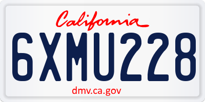 CA license plate 6XMU228