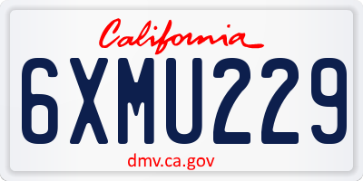 CA license plate 6XMU229