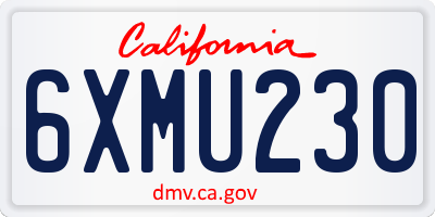CA license plate 6XMU230