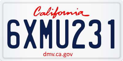 CA license plate 6XMU231