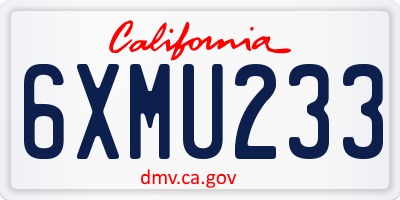 CA license plate 6XMU233