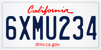 CA license plate 6XMU234