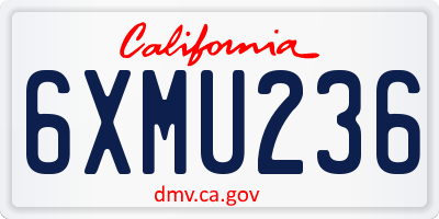 CA license plate 6XMU236