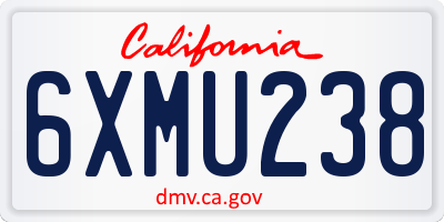 CA license plate 6XMU238