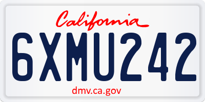 CA license plate 6XMU242
