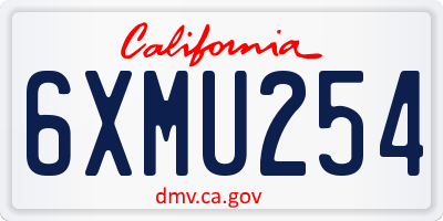 CA license plate 6XMU254