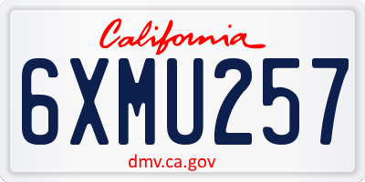 CA license plate 6XMU257