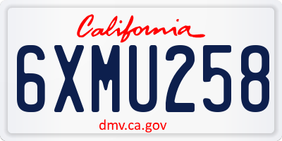 CA license plate 6XMU258