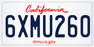 CA license plate 6XMU260