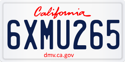 CA license plate 6XMU265