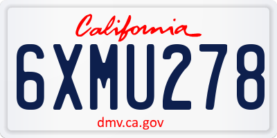 CA license plate 6XMU278