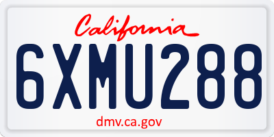 CA license plate 6XMU288