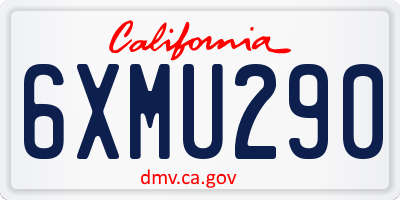 CA license plate 6XMU290
