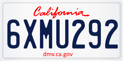 CA license plate 6XMU292