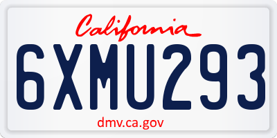 CA license plate 6XMU293