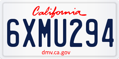 CA license plate 6XMU294