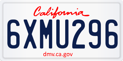 CA license plate 6XMU296
