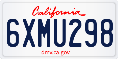 CA license plate 6XMU298