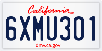 CA license plate 6XMU301