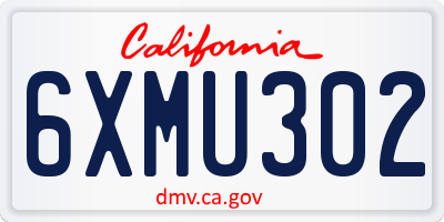 CA license plate 6XMU302