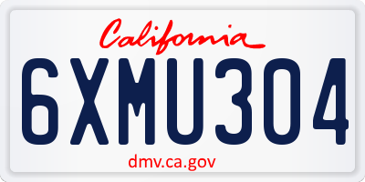 CA license plate 6XMU304