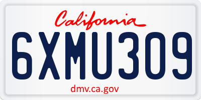 CA license plate 6XMU309