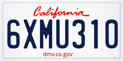 CA license plate 6XMU310