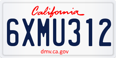 CA license plate 6XMU312