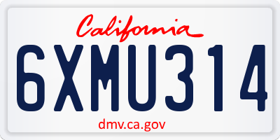 CA license plate 6XMU314