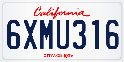 CA license plate 6XMU316