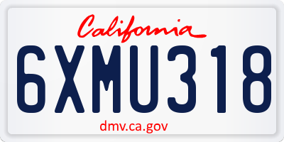 CA license plate 6XMU318