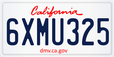CA license plate 6XMU325