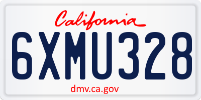 CA license plate 6XMU328