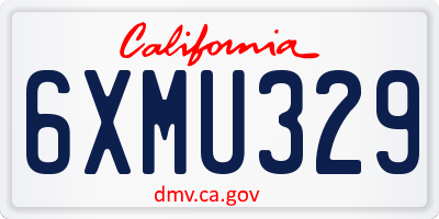 CA license plate 6XMU329
