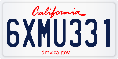 CA license plate 6XMU331