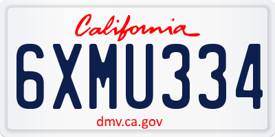 CA license plate 6XMU334