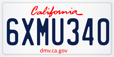 CA license plate 6XMU340