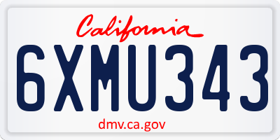CA license plate 6XMU343